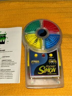 Vintage Milton Bradley 1995 Pocket Simon Clear Electric Handheld Game Tested